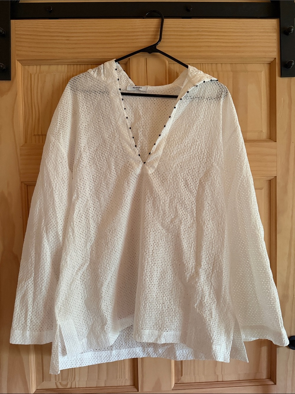 Marysia Swim White Hooded Crochet Coverup